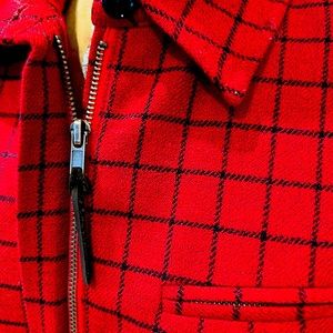 Ralph Lauren red with black check pattern zip front collared jacket